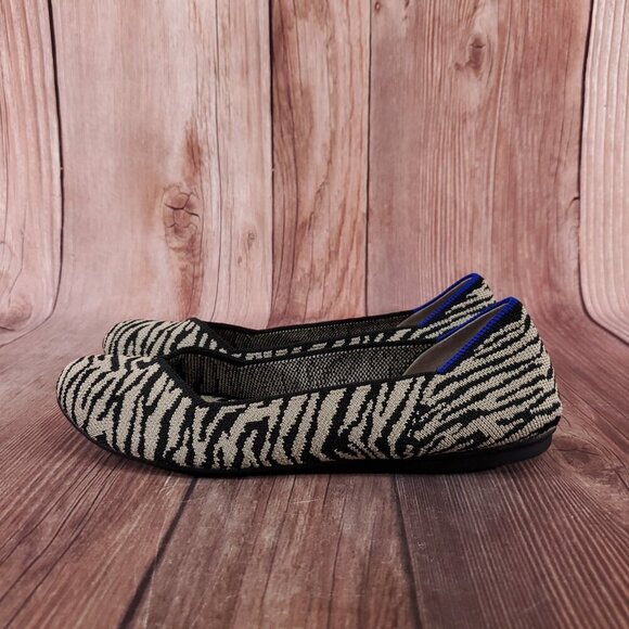 Rothys Womens Size 7.5 The Flat Zebra Animal Print Ballet Shoes Retired - Picture 2 of 13